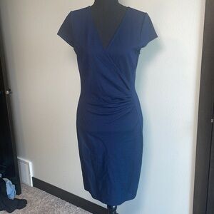 Kenneth Cole navy blue zipper back dress with cap sleeve